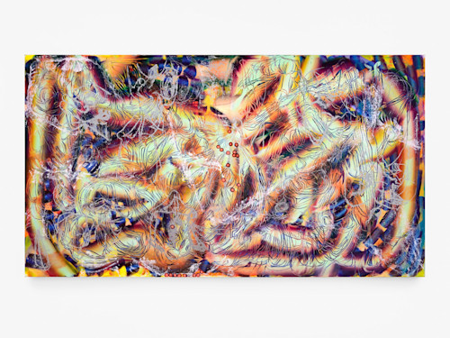 Lauren Quin, Airsickness, 2021. Oil on canvas, 50 x 90 in (127 x 229 cm)