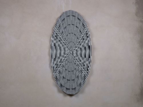 Ara Peterson, Forced Spiral Two, 2012. Acrylic paint on wood, 58 x 28 in, 147 x 71 cm