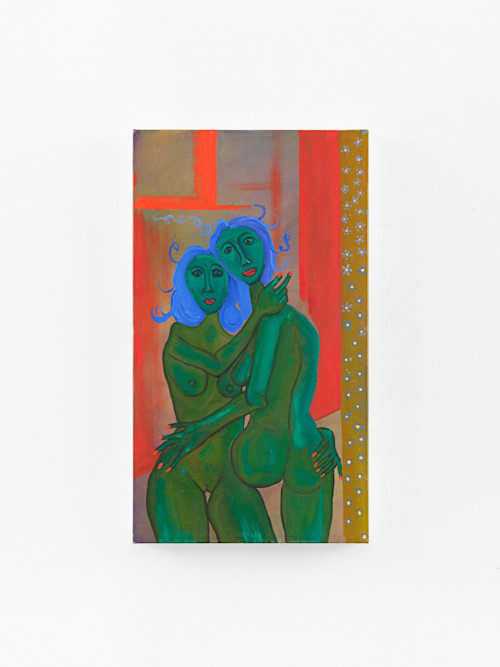 Mickey Lee, There, There, 2024. Oil on canvas, 14 x 8 in (35 x 20 cm)