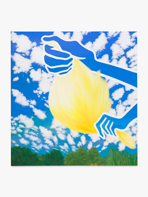 Hiejin Yoo, On Cloud 9, 2023. Oil on linen, 68 x 64 in (173 x 163 cm)