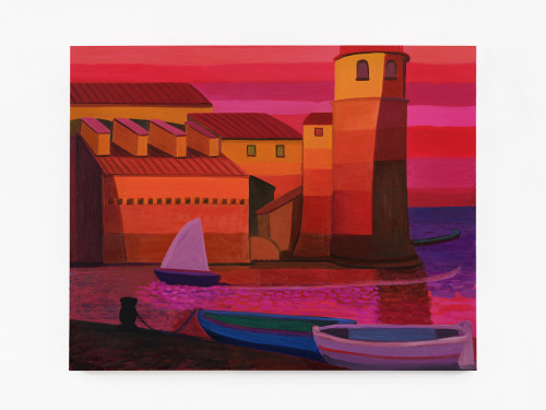 Daniel Heidkamp, Pink Collioure, 2022. Oil on linen, 48 x 60 in (122 x 152 cm)