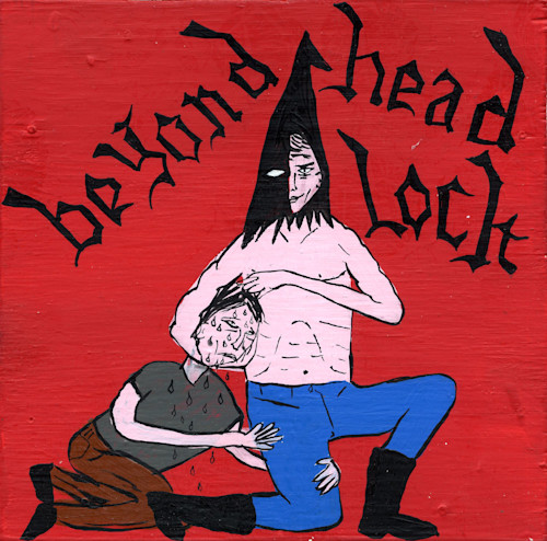 Chris Lindig, Beyond Headlock, 2005. Acrylic and gouache on wood, 6 x 6 in, 15 x 15 cm