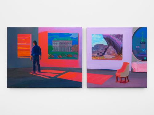 Daniel Heidkamp, Living Sunset, 2018. Oil on linen, 24 x 54 in, 61 x 137 cm