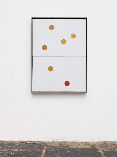 Jesse Stecklow, Collage Trap 4, 2016. Fly tape, chipboard, stainless steel foil, printed glassine, silicone, paper-covered chipboard box Two Parts, 11.5 x 15.5 x 1.5 in