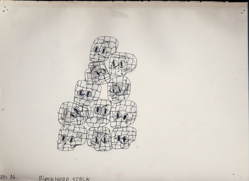 Eddie Martinez, Blockhead Stack, 2006. Ink on paper