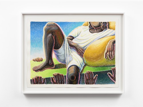 Alex Gardner, Guru, 2021. Oil pastel and watercolor on paper, 17 x 23 in (42 x 59 cm)