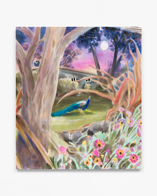 Michelle Blade, In the Morning I Look for You, 2022. Acrylic and ink on poplin, 34 x 30 in (86 x 76 cm)