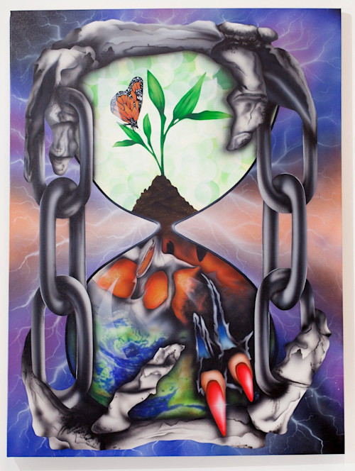 Mario Ayala, Reflection Eternal, 2017. Airbrush and flashe on canvas, 48 x 36 in, 122 x 91 cm