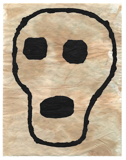 Donald Baechler, Untitled Skull, 2005. Gouache and tea on paper, 13 x 10 in, 33 x 25 cm