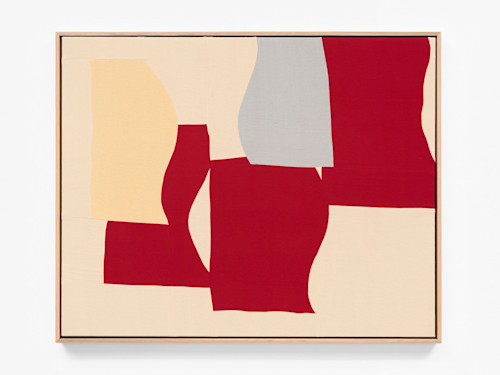 Ethan Cook, Loosey Goosey, 2022. Hand woven cotton and linen, framed 40 x 50 in (102 x 127 cm)