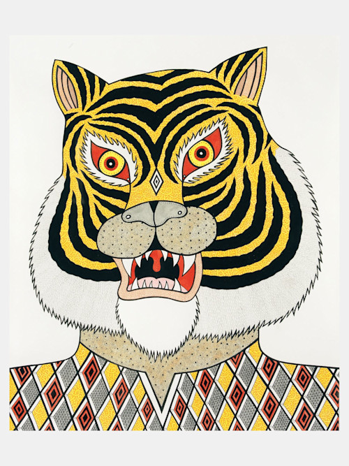 Matt Leines, Untitled (Tiger), 2006. Watercolor, ink and pencil on paper, 13 x 11 in, 33 x 28 cm