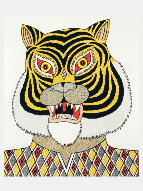 Matt Leines, Untitled (Tiger), 2006. Watercolor, ink and pencil on paper, 13 x 11 in, 33 x 28 cm