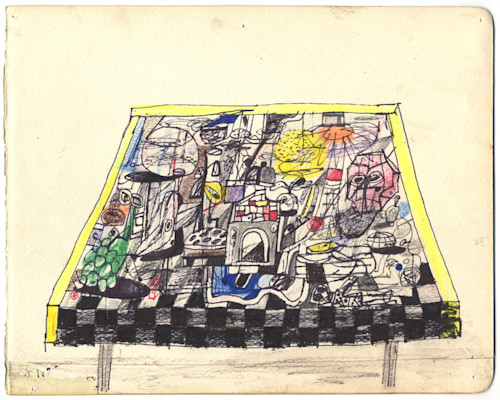 Eddie Martinez, Untitled table drawing. 
