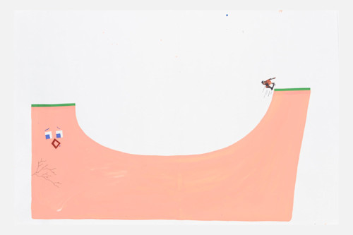 Misaki Kawai, Pink Skate Ramp, 2005. Collage, ink and gouache on paper, 16 x 24 in, 40 x 61 cm