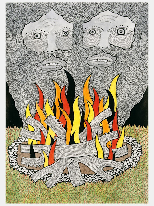 Matt Leines, Fire Visions, 2006. Watercolor, ink and pencil on paper, 11 x 8 in, 28 x 20 cm