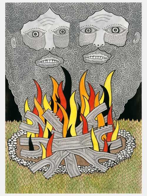 Matt Leines, Fire Visions, 2006. Watercolor, ink and pencil on paper, 11 x 8 in, 28 x 20 cm