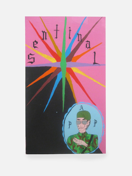Chris Lindig, Sentinal, 2004. Acrylic and gouache on canvas, 60 x 35 in, 150 x 88 cm
