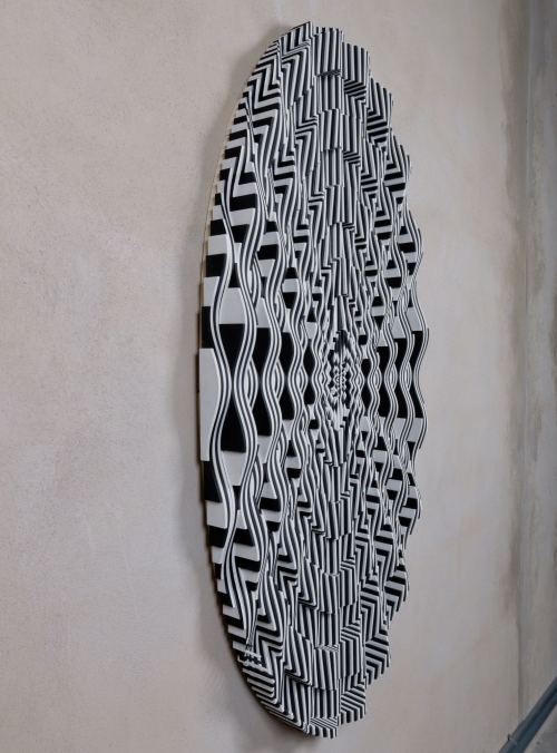 Ara Peterson, Forced Spiral Two, 2012. Acrylic paint on wood, 58 x 28 in, 147 x 71 cm