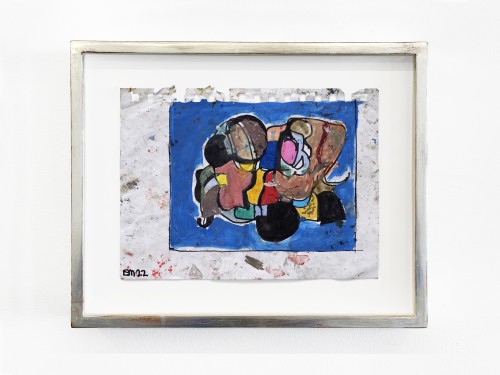 Eddie Martinez, Untitled, 2022. Marker, acrylic paint, gouache, Sharpie and debris on paper, 6.25 x 8 in (16 x 20 cm)