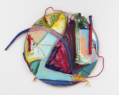 Rachel Eulena Williams, Doll, 2018. Acrylic and rope on wood panel, 45 x 40 in (114 x 102 cm)
