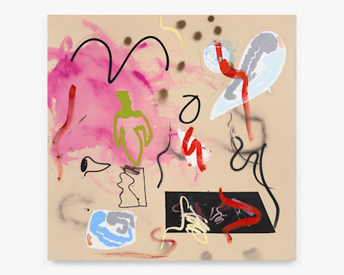 Ammon Rost, Ocean at Your Door, 2021. Oil, acrylic, spray paint on canvas, 72 x 66 in (183 x 168 cm)