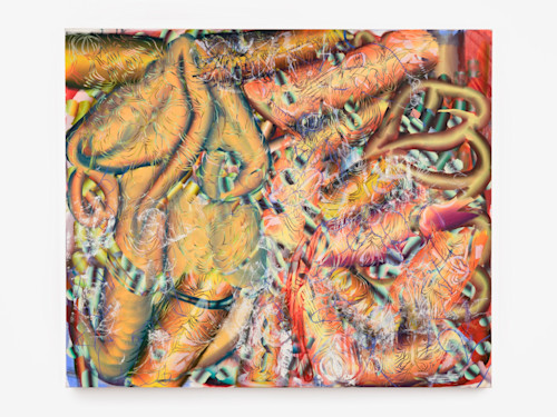 Lauren Quin, Bat’s Belly I, 2021. Oil on canvas, 63 x 75 in (160 x 191 cm)