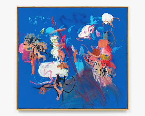 Ammon Rost, Quest, 2021. Oil, acrylic, spray paint on canvas, 72 x 78 in (183 x 198 cm)