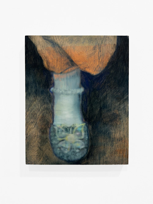 Aurea Tanttu, Ruby Slippers, 2024. Oil on wood panel, 10 x 8 in (26 x 21 cm)