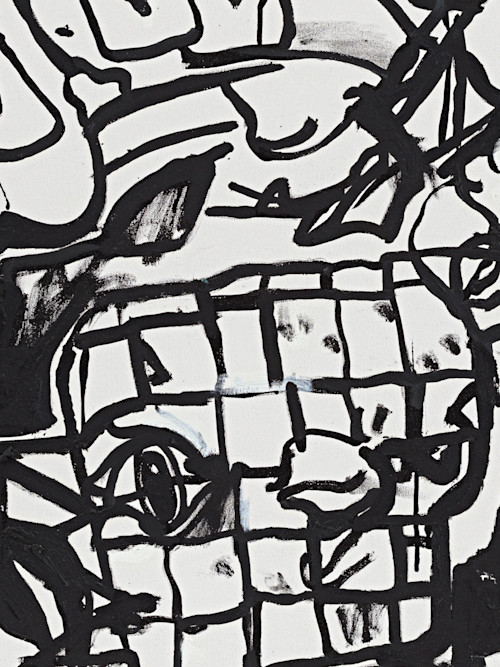 Eddie Martinez, The Deal (in Black & White), 2020, Detail. 