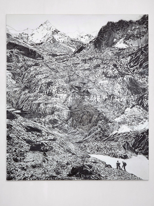 Viktor Rosdahl, Vinterskugga, 2015. Charcoal on canvas, 90.55 x 66.92 in, 230 x 170 cm