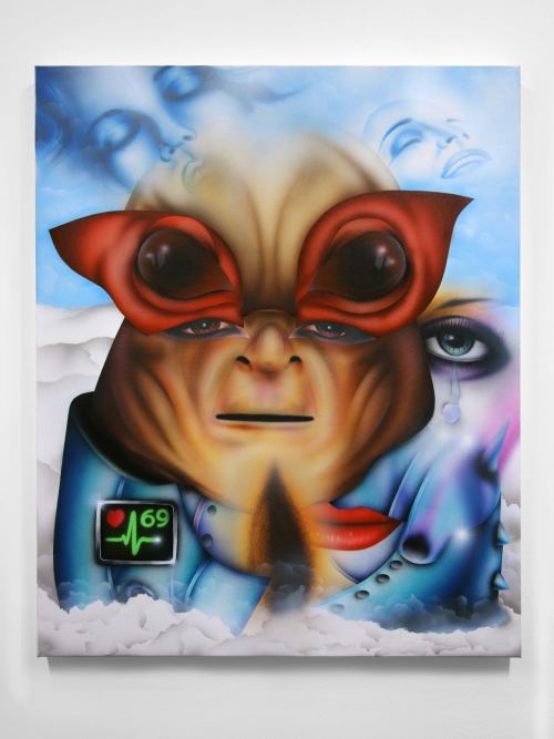 Mario Ayala, Never Gonna Give You Up, 2017. Airbrush and acrylic on canvas, 42 x 35 in, 107 x 90 cm