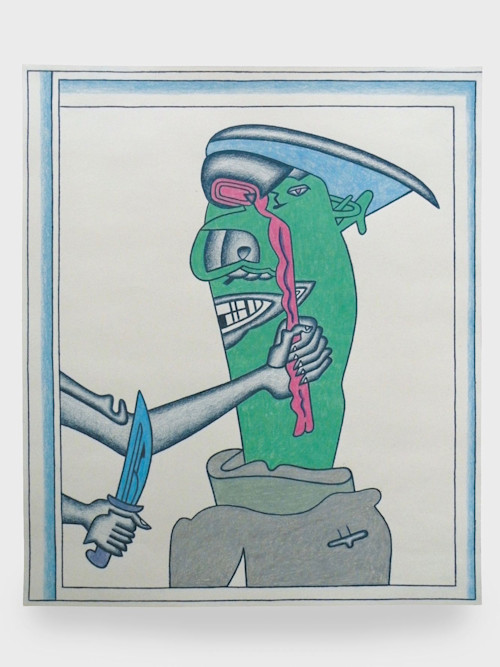 Karl Wirsum, Slice Of Bubblegum Bacon, 2009. Colored pencil on paper, 17 x 14 in, 43 x 36 cm