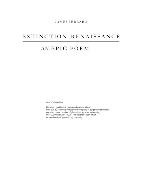 James Ferraro, Extinction Poem. Page 1 of 4