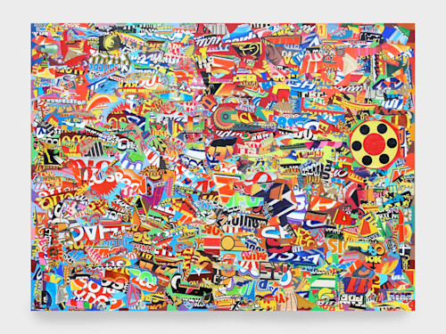 Joe Grillo, Off The Hook, 2010. Acrylic and collage on canvas, 30 x 40 in, 76 x 102 cm
