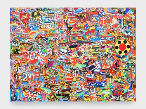 Joe Grillo, Off The Hook, 2010. Acrylic and collage on canvas, 30 x 40 in, 76 x 102 cm