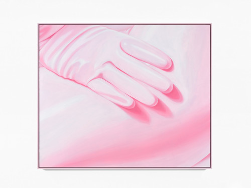 Anna Camner, Handoff, 2024. Oil on acrylic sheet, 100 x 120 cm (39 x 47 in)