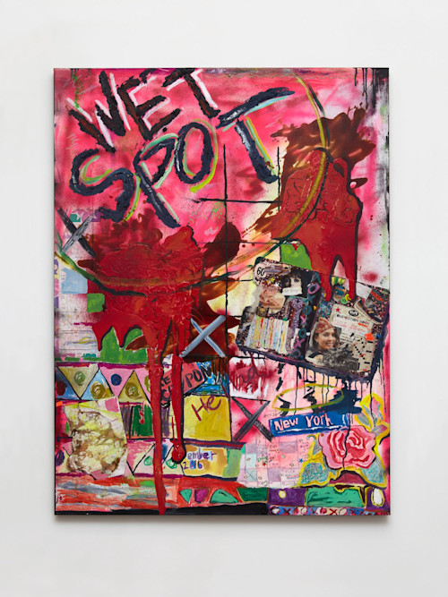 Alicia Gibson, Wet Spot, 2017. Oil and various on canvas, 48 x 36, 122 x 91 cm