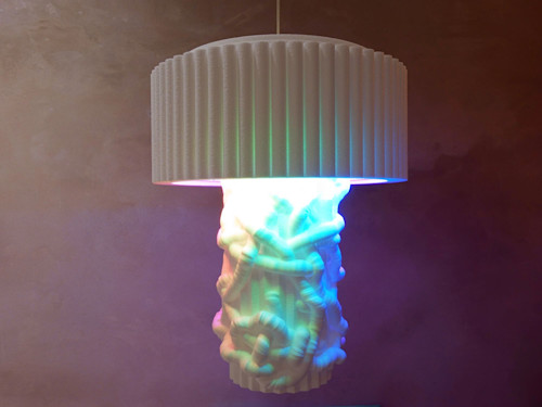 Benjamin Phelan, Rdm Deep Pollen 1, 2014. Extruded Styrofoam, Led pixel lighting system, 25 x 20 x 20 in, 64 x 52 x 52 cm