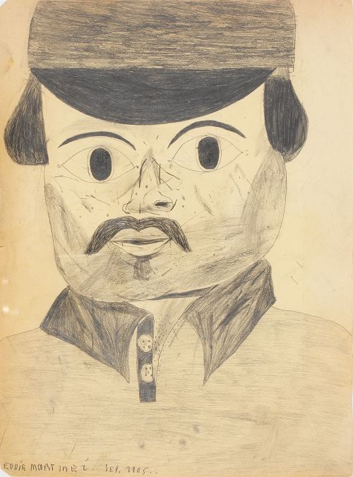 Eddie Martinez, Mustache Polo, 2005. Pencil on paper, 14 x 10 in, 36 x 25 cm