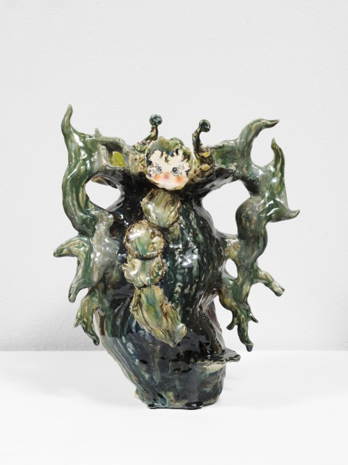 Diana Yesenia Alvarado, Obsidian Greens, 2022. Ceramic, 15 x 12 x 10 in (38 x 30 x 25 cm)