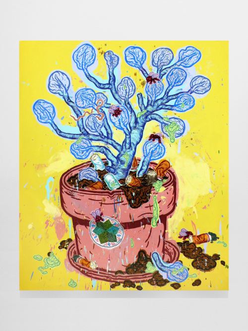 Taylor McKimens, Ashtray Succulent, 2008. Acrylic, flashe and acryla-gouache on canvas, 54 x 45 in, 137 x 114 cm
