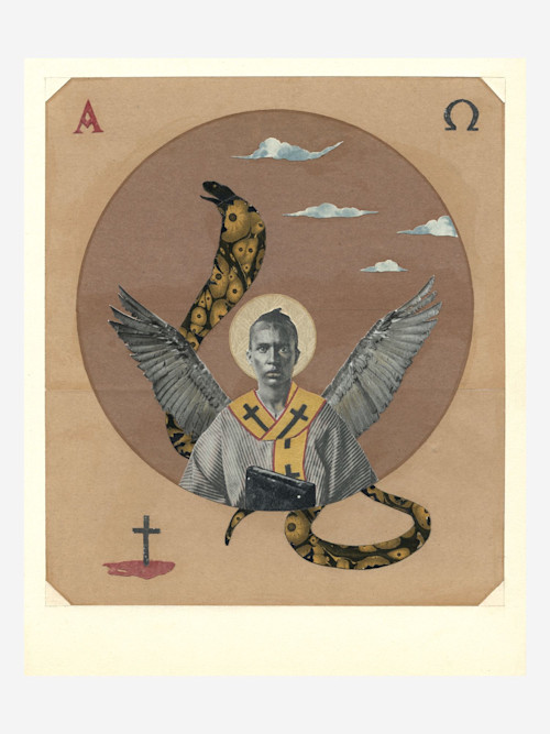 Stefan Danielsson, Luke 18-16, 2006. Collage and watercolor on paper in unique frame, 10 x 8 in, 25 x 20 cm