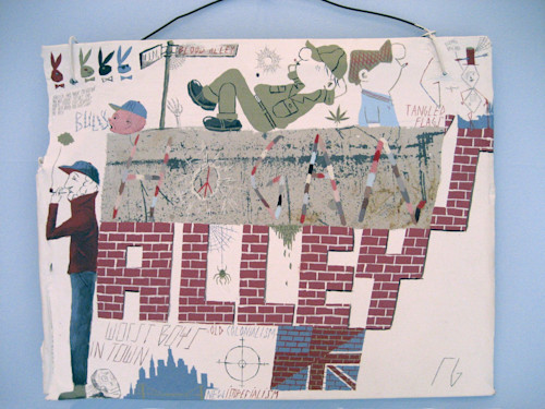 William Buzzell, Hogan’s Alley, 2006. House-paint and shoe-dye on metal, 16 x 10 in, 40 x 50 cm