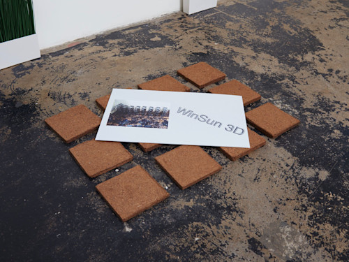 James Ferraro, Auto-Sinocene (Simulacra Earth), 2017. Digital print on PVC on Ikea soil grid