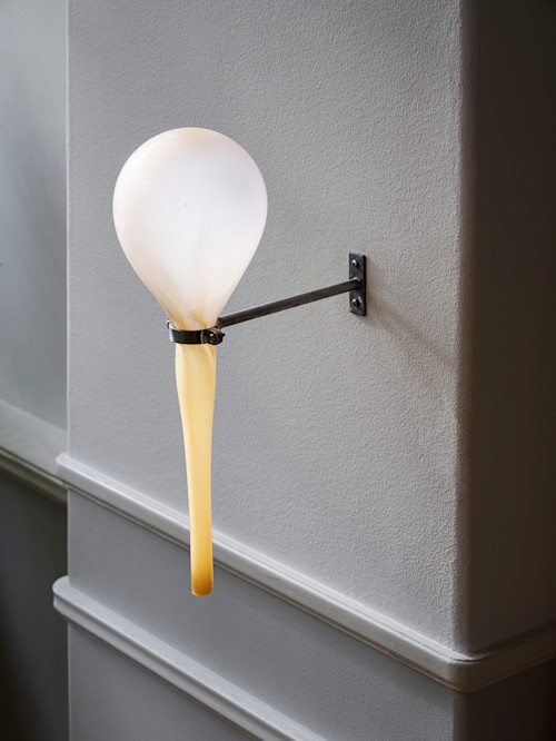 Ivana Basic, Breath seeps through her tightly closed mouth 16, 2018. Breath, glass, stainless steel torque, marble dust, 7 x 18 x 13 in (18 x 46 x 33 cm)