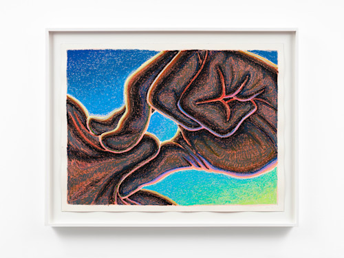 Alex Gardner, Allora, 2021. Oil pastel and watercolor on paper, 17 x 23 in (42 x 59 cm)