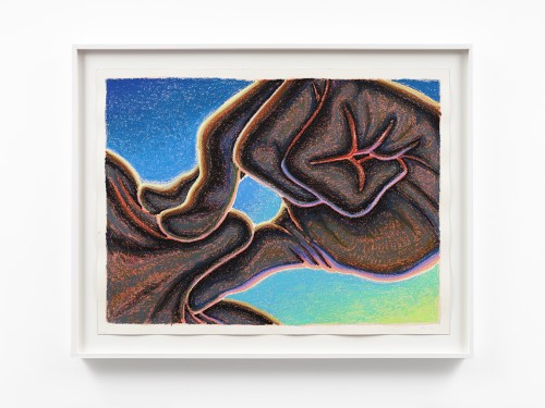 Alex Gardner, Allora, 2021. Oil pastel and watercolor on paper, 17 x 23 in (42 x 59 cm)