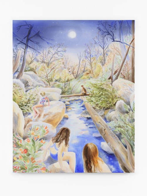 Michelle Blade, Ojai River Hike, 2022. Acrylic and ink on poplin, 60 x 48 in (152 x 122 cm)