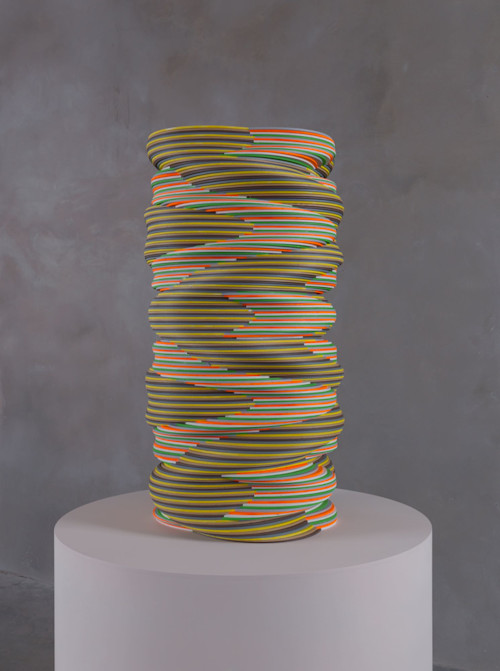 Ara Peterson, Untitled Tower, 2012. Acrylic paint on wood, 27 x 14 x 14 in, 69 x 35 x 35 cm