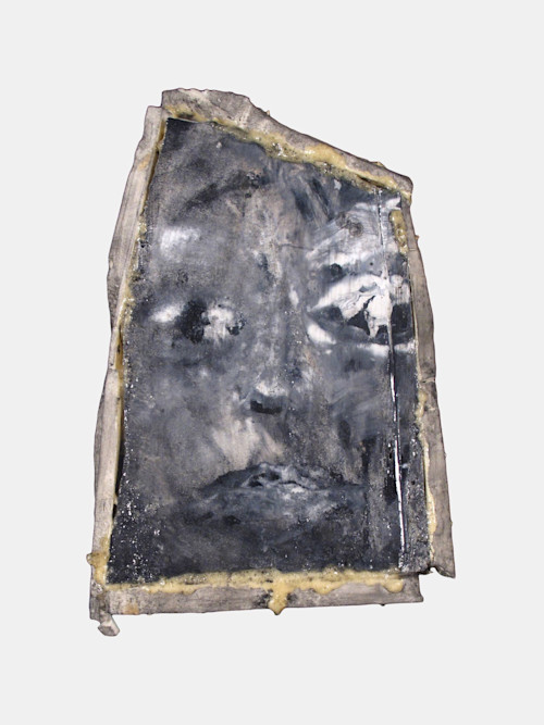 Samara Golden, Mask 57, 2012. Rmax, acrylic, Gorilla glue, 12 x 9 in